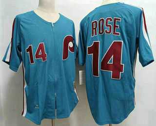 Men's Philadelphia Phillies #14 Pete Rose Lilght Blue Throwback 1980 Stitched Jersey,We sell and wholesale Men's Philadelphia Phillies #14 Pete Rose Lilght Blue Throwback 1980 Stitched Jersey on line form chian!