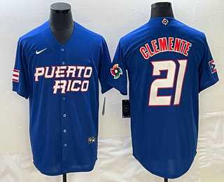 Men's Puerto Rico Baseball #21 Roberto Clemente 2023 Blue World Classic Stitched Jerseys,We sell and wholesale Men's Puerto Rico Baseball #21 Roberto Clemente 2023 Blue World Classic Stitched Jerseys on line form chian!