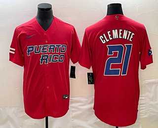 Men's Puerto Rico Baseball #21 Roberto Clemente 2023 Red World Classic Stitched Jerseys,We sell and wholesale Men's Puerto Rico Baseball #21 Roberto Clemente 2023 Red World Classic Stitched Jerseys on line form chian!