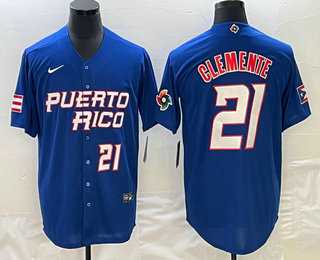 Men's Puerto Rico Baseball #21 Roberto Clemente Number 2023 Blue World Classic Stitched Jerseys,We sell and wholesale Men's Puerto Rico Baseball #21 Roberto Clemente Number 2023 Blue World Classic Stitched Jerseys on line form chian!