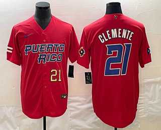 Men's Puerto Rico Baseball #21 Roberto Clemente Number 2023 Red World Classic Stitched Jersey,We sell and wholesale Men's Puerto Rico Baseball #21 Roberto Clemente Number 2023 Red World Classic Stitched Jersey on line form chian!