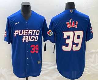Men's Puerto Rico Baseball #39 Edwin Diaz Number 2023 Blue World Baseball Classic Stitched Jerseys,We sell and wholesale Men's Puerto Rico Baseball #39 Edwin Diaz Number 2023 Blue World Baseball Classic Stitched Jerseys on line form chian!