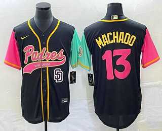 Men's San Diego Padres #13 Manny Machado Black NEW 2023 City Connect Cool Base Stitched Jersey,We sell and wholesale Men's San Diego Padres #13 Manny Machado Black NEW 2023 City Connect Cool Base Stitched Jersey on line form chian!