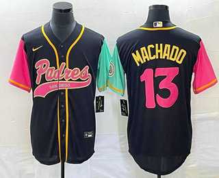 Men's San Diego Padres #13 Manny Machado Black NEW 2023 City Connect Cool Base Stitched Jerseys,We sell and wholesale Men's San Diego Padres #13 Manny Machado Black NEW 2023 City Connect Cool Base Stitched Jerseys on line form chian!