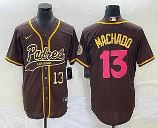 Men's San Diego Padres #13 Manny Machado Number Brown NEW 2023 City Connect Cool Base Stitched Jersey,We sell and wholesale Men's San Diego Padres #13 Manny Machado Number Brown NEW 2023 City Connect Cool Base Stitched Jersey on line form chian!