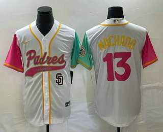 Men's San Diego Padres #13 Manny Machado White NEW 2023 City Connect Cool Base Stitched Jersey,We sell and wholesale Men's San Diego Padres #13 Manny Machado White NEW 2023 City Connect Cool Base Stitched Jersey on line form chian!