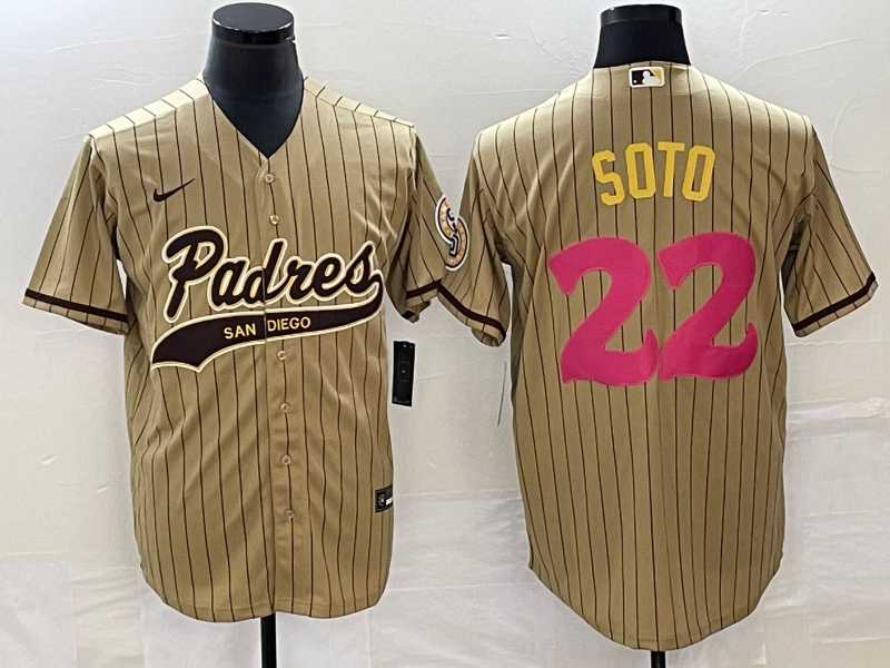 Men's San Diego Padres #22 Juan Soto Tan Pinstripe 2023 City Connect Cool Base Stitched Jerseys,We sell and wholesale Men's San Diego Padres #22 Juan Soto Tan Pinstripe 2023 City Connect Cool Base Stitched Jerseys on line form chian!