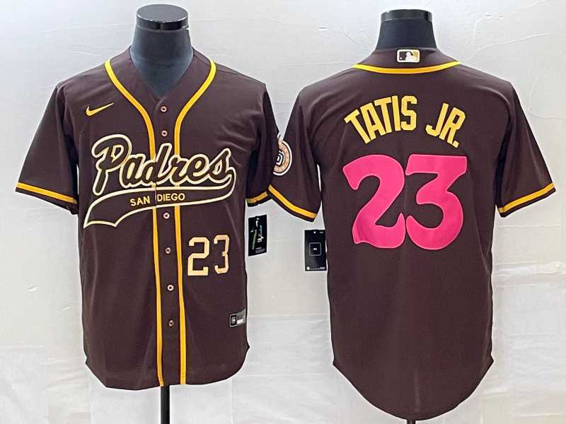 Men's San Diego Padres #23 Fernando Tatis Jr Number Brown NEW 2023 City Connect Cool Base Stitched Jersey,We sell and wholesale Men's San Diego Padres #23 Fernando Tatis Jr Number Brown NEW 2023 City Connect Cool Base Stitched Jersey on line form chian!