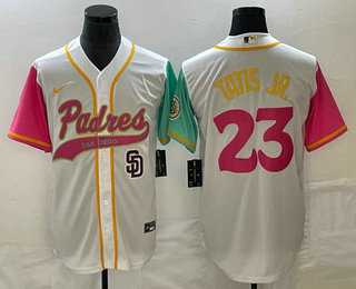 Men's San Diego Padres #23 Fernando Tatis Jr White NEW 2023 City Connect Cool Base Stitched Jersey,We sell and wholesale Men's San Diego Padres #23 Fernando Tatis Jr White NEW 2023 City Connect Cool Base Stitched Jersey on line form chian!