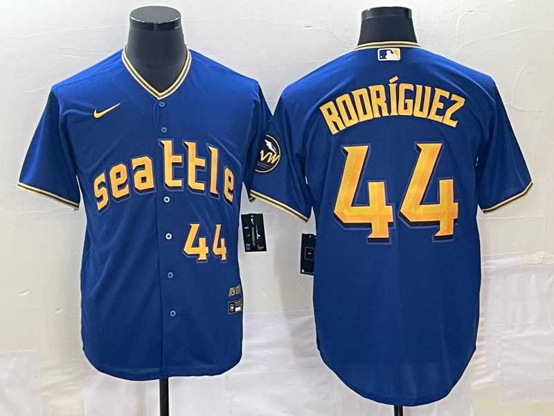 Men's Seattle Mariners #44 Julio Rodriguez Number Blue 2023 City Connect Cool Base Stitched Jerseys,We sell and wholesale Men's Seattle Mariners #44 Julio Rodriguez Number Blue 2023 City Connect Cool Base Stitched Jerseys on line form chian!