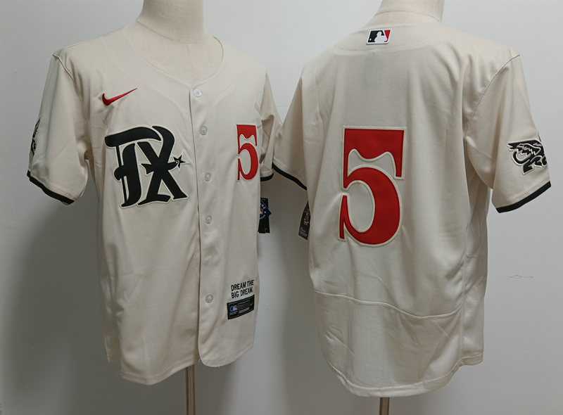 Men's Texas Rangers #5 Corey Seager Cream 2023 City Connect Flex Base Stitched Baseball Jersey,We sell and wholesale Men's Texas Rangers #5 Corey Seager Cream 2023 City Connect Flex Base Stitched Baseball Jersey on line form chian!