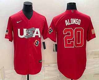 Men's USA Baseball #20 Pete Alonso 2023 Red World Classic Stitched Jerseys,We sell and wholesale Men's USA Baseball #20 Pete Alonso 2023 Red World Classic Stitched Jerseys on line form chian!