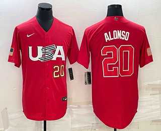 Men's USA Baseball #20 Pete Alonso Number 2023 Red World Classic Stitched Jerseys,We sell and wholesale Men's USA Baseball #20 Pete Alonso Number 2023 Red World Classic Stitched Jerseys on line form chian!