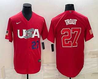 Men's USA Baseball #27 Mike Trout Number 2023 Red World Classic Stitched Jerseys,We sell and wholesale Men's USA Baseball #27 Mike Trout Number 2023 Red World Classic Stitched Jerseys on line form chian!