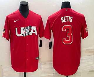 Men's USA Baseball #3 Mookie Betts 2023 Red World Classic Stitched Jerseys,We sell and wholesale Men's USA Baseball #3 Mookie Betts 2023 Red World Classic Stitched Jerseys on line form chian!