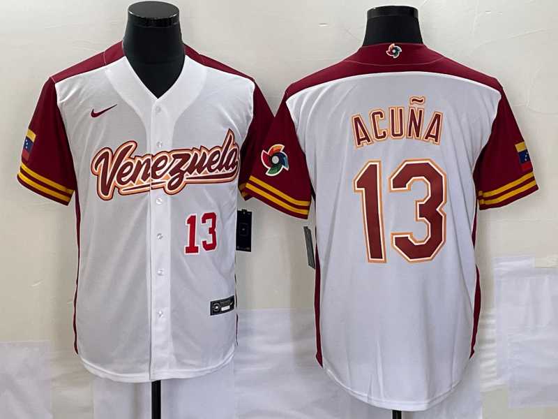 Men's Venezuela Baseball #13 Ronald Acuna Jr Number 2023 White Red World Classic Stitched Jersey,We sell and wholesale Men's Venezuela Baseball #13 Ronald Acuna Jr Number 2023 White Red World Classic Stitched Jersey on line form chian!