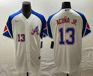 Mens Atlanta Braves #13 Ronald Acuna Jr Number White 2023 City Connect Cool Base Stitched Jersey,We sell and wholesale Mens Atlanta Braves #13 Ronald Acuna Jr Number White 2023 City Connect Cool Base Stitched Jersey on line form chian!