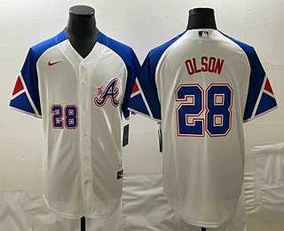 Mens Atlanta Braves #28 Matt Olson Number White 2023 City Connect Cool Base Stitched Jersey,We sell and wholesale Mens Atlanta Braves #28 Matt Olson Number White 2023 City Connect Cool Base Stitched Jersey on line form chian!
