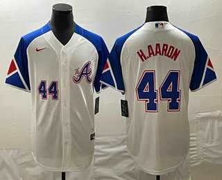Mens Atlanta Braves #44 Hank Aaron Number White 2023 City Connect Cool Base Stitched Jersey,We sell and wholesale Mens Atlanta Braves #44 Hank Aaron Number White 2023 City Connect Cool Base Stitched Jersey on line form chian!