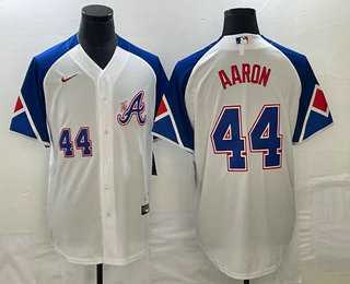 Mens Atlanta Braves #44 Hank Aaron Number White 2023 City Connect Cool Base Stitched Jerseys,We sell and wholesale Mens Atlanta Braves #44 Hank Aaron Number White 2023 City Connect Cool Base Stitched Jerseys on line form chian!