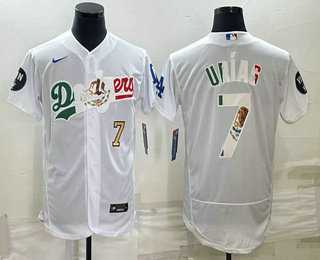 Mens Los Angeles Dodgers #7 Julio Urias Number White With Vin Scully Patch Flex Base Stitched Baseball Jersey,We sell and wholesale Mens Los Angeles Dodgers #7 Julio Urias Number White With Vin Scully Patch Flex Base Stitched Baseball Jersey on line form chian!