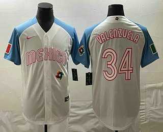 Mens Mexico Baseball #34 Fernando Valenzuela 2023 White Blue World Classic Stitched Jersey,We sell and wholesale Mens Mexico Baseball #34 Fernando Valenzuela 2023 White Blue World Classic Stitched Jersey on line form chian!
