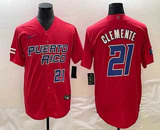 Mens Puerto Rico Baseball #21 Roberto Clemente Number 2023 Red World Classic Stitched Jersey,We sell and wholesale Mens Puerto Rico Baseball #21 Roberto Clemente Number 2023 Red World Classic Stitched Jersey on line form chian!
