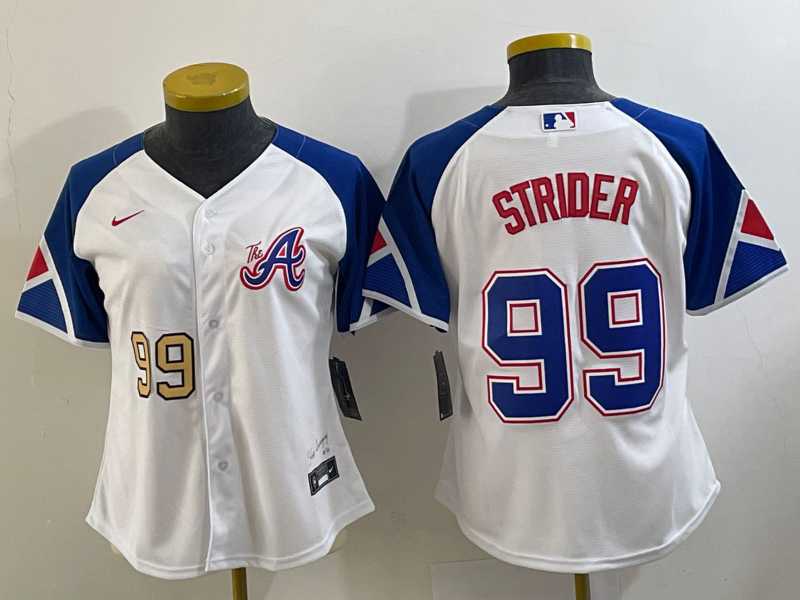 Women's Atlanta Braves #99 Spencer Strider Number White 2023 City Connect Cool Base Stitched Jersey,We sell and wholesale Women's Atlanta Braves #99 Spencer Strider Number White 2023 City Connect Cool Base Stitched Jersey on line form chian!