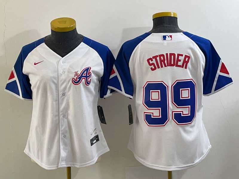 Women's Atlanta Braves #99 Spencer Strider White 2023 City Connect Cool Base Stitched Jersey,We sell and wholesale Women's Atlanta Braves #99 Spencer Strider White 2023 City Connect Cool Base Stitched Jersey on line form chian!