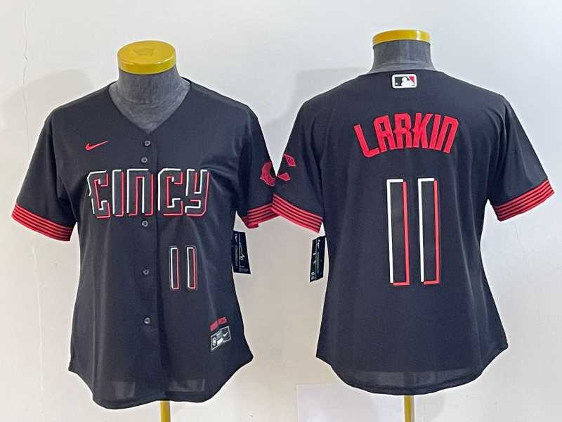 Women's Cincinnati Reds #11 Barry Larkin Number Black 2023 City Connect Cool Base Jerseys,We sell and wholesale Women's Cincinnati Reds #11 Barry Larkin Number Black 2023 City Connect Cool Base Jerseys on line form chian!