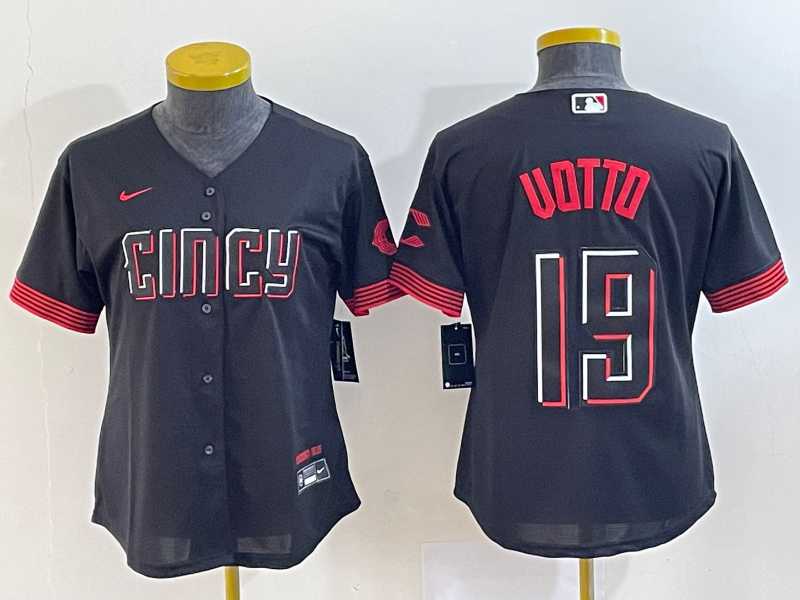 Women's Cincinnati Reds #19 Joey Votto Black 2023 City Connect Cool Base Stitched Jersey,We sell and wholesale Women's Cincinnati Reds #19 Joey Votto Black 2023 City Connect Cool Base Stitched Jersey on line form chian!