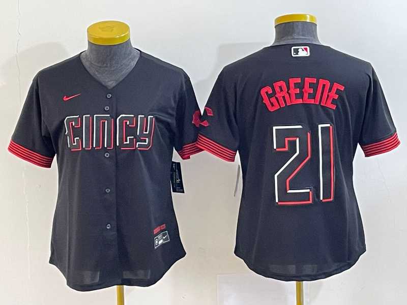 Women's Cincinnati Reds #21 Hunter Greene Black 2023 City Connect Cool Base Stitched Jerseys,We sell and wholesale Women's Cincinnati Reds #21 Hunter Greene Black 2023 City Connect Cool Base Stitched Jerseys on line form chian!