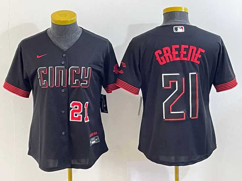 Women's Cincinnati Reds #21 Hunter Greene Number Black 2023 City Connect Cool Base Jerseys,We sell and wholesale Women's Cincinnati Reds #21 Hunter Greene Number Black 2023 City Connect Cool Base Jerseys on line form chian!