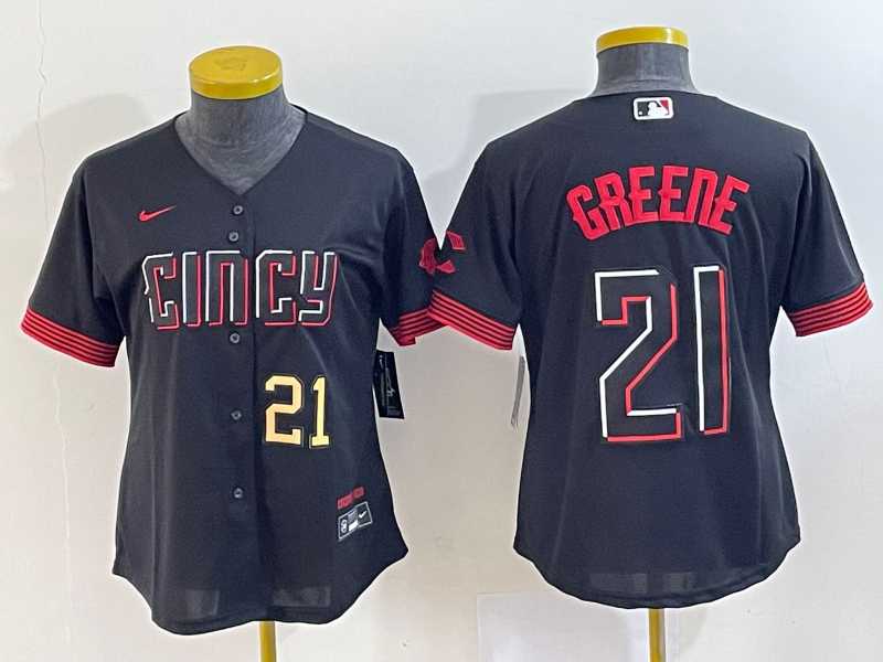 Women's Cincinnati Reds #21 Hunter Greene Number Black 2023 City Connect Cool Base Stitched Jersey,We sell and wholesale Women's Cincinnati Reds #21 Hunter Greene Number Black 2023 City Connect Cool Base Stitched Jersey on line form chian!