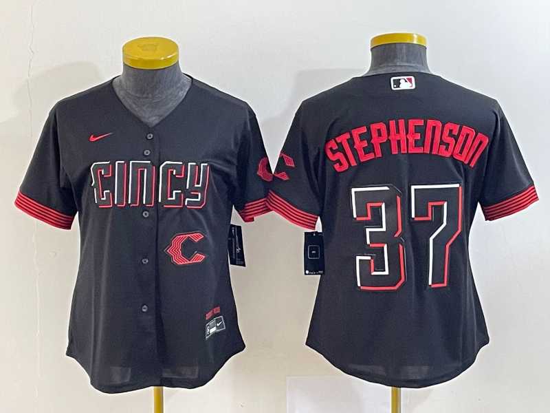 Women's Cincinnati Reds #37 Tyler Stephenson Black 2023 City Connect Cool Base Stitched Jersey,We sell and wholesale Women's Cincinnati Reds #37 Tyler Stephenson Black 2023 City Connect Cool Base Stitched Jersey on line form chian!