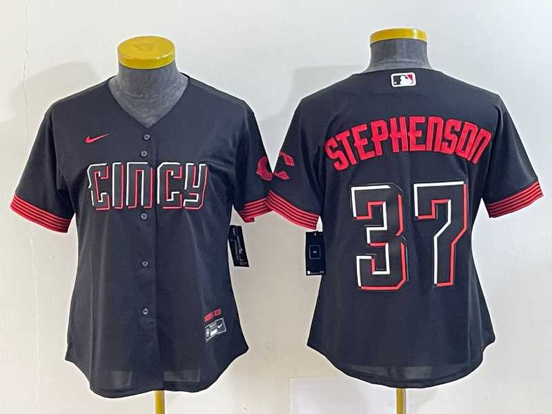 Women's Cincinnati Reds #37 Tyler Stephenson Black 2023 City Connect Cool Base Stitched Jerseys,We sell and wholesale Women's Cincinnati Reds #37 Tyler Stephenson Black 2023 City Connect Cool Base Stitched Jerseys on line form chian!