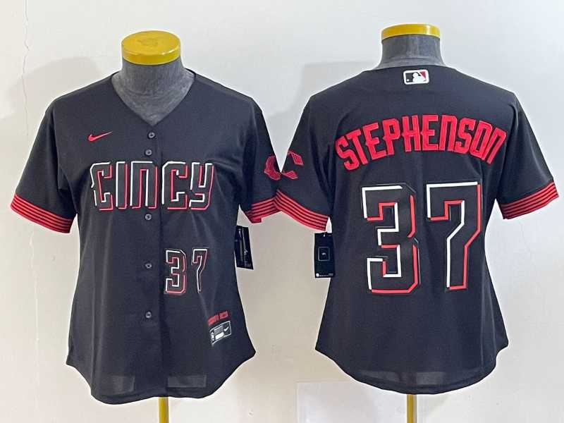 Women's Cincinnati Reds #37 Tyler Stephenson Number Black 2023 City Connect Cool Base Jerseys,We sell and wholesale Women's Cincinnati Reds #37 Tyler Stephenson Number Black 2023 City Connect Cool Base Jerseys on line form chian!