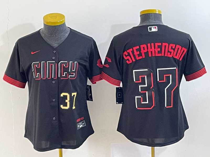 Women's Cincinnati Reds #37 Tyler Stephenson Number Black 2023 City Connect Cool Base Stitched Jerseys,We sell and wholesale Women's Cincinnati Reds #37 Tyler Stephenson Number Black 2023 City Connect Cool Base Stitched Jerseys on line form chian!