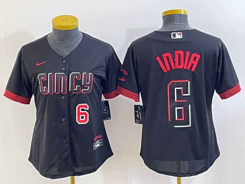 Women's Cincinnati Reds #6 Jonathan India Number Black 2023 City Connect Cool Base Jerseys,We sell and wholesale Women's Cincinnati Reds #6 Jonathan India Number Black 2023 City Connect Cool Base Jerseys on line form chian!