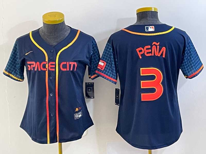 Women's Houston Astros #3 Jeremy Pena 2022 Navy Blue City Connect Cool Base Stitched Jersey,We sell and wholesale Women's Houston Astros #3 Jeremy Pena 2022 Navy Blue City Connect Cool Base Stitched Jersey on line form chian!