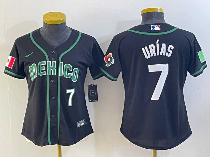 Women's Mexico Baseball #7 Julio Urias Number 2023 Black World Classic Stitched Jersey1,We sell and wholesale Women's Mexico Baseball #7 Julio Urias Number 2023 Black World Classic Stitched Jersey1 on line form chian!