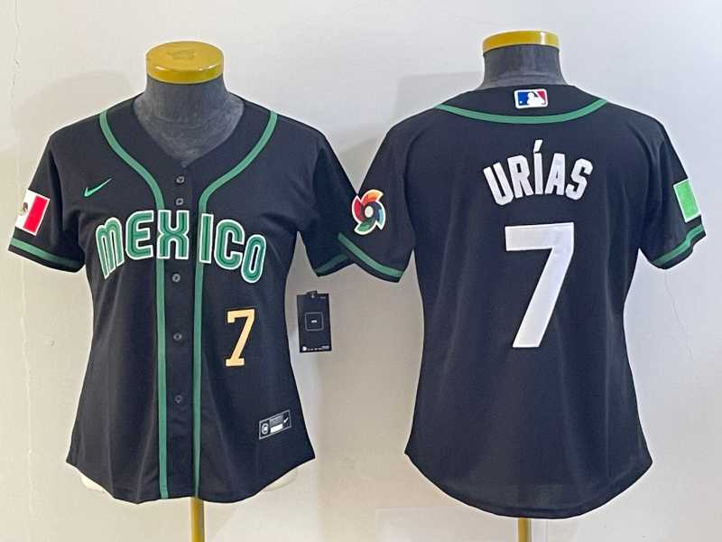 Women's Mexico Baseball #7 Julio Urias Number 2023 Black World Classic Stitched Jersey4,We sell and wholesale Women's Mexico Baseball #7 Julio Urias Number 2023 Black World Classic Stitched Jersey4 on line form chian!