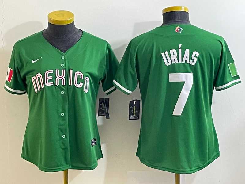 Women's Mexico Baseball #7 Julio Urias Number 2023 Green World Classic Stitched Jersey5,We sell and wholesale Women's Mexico Baseball #7 Julio Urias Number 2023 Green World Classic Stitched Jersey5 on line form chian!
