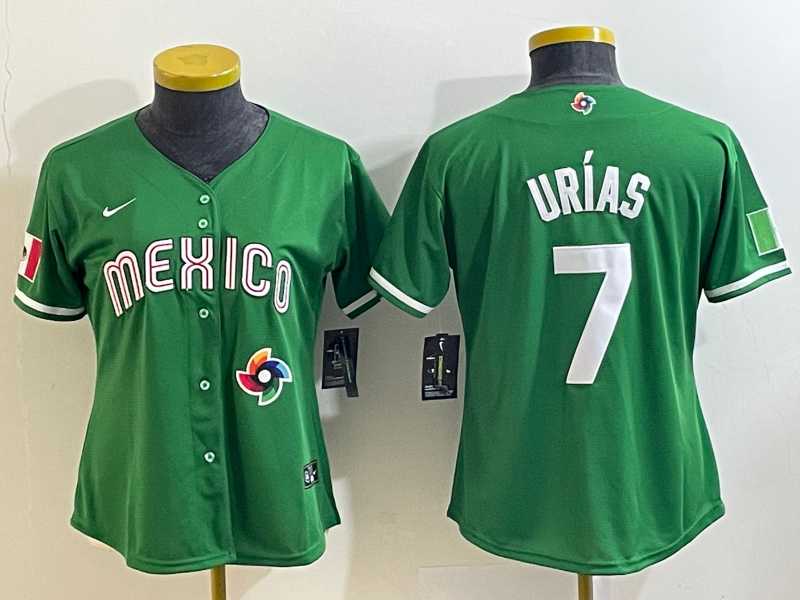 Women's Mexico Baseball #7 Julio Urias Number 2023 Green World Classic Stitched Jersey6,We sell and wholesale Women's Mexico Baseball #7 Julio Urias Number 2023 Green World Classic Stitched Jersey6 on line form chian!