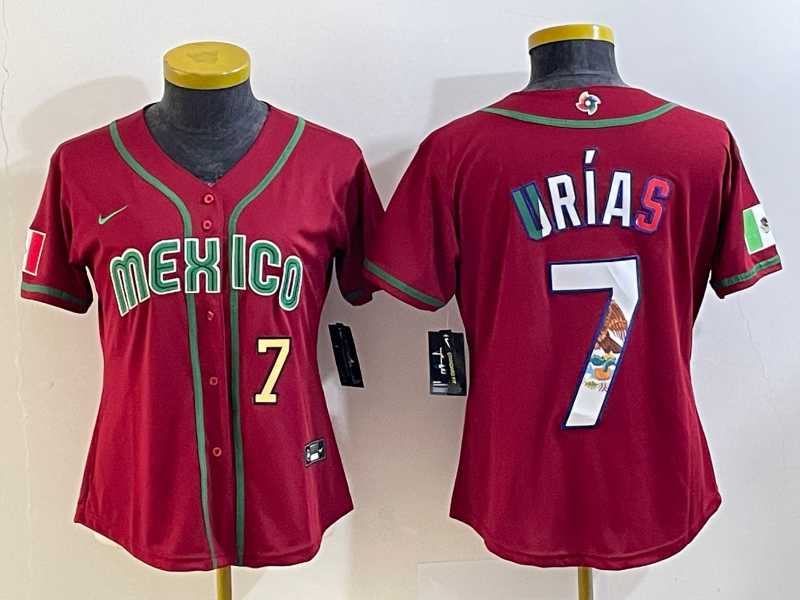 Women's Mexico Baseball #7 Julio Urias Number 2023 Red World Baseball Classic Stitched Jersey6,We sell and wholesale Women's Mexico Baseball #7 Julio Urias Number 2023 Red World Baseball Classic Stitched Jersey6 on line form chian!