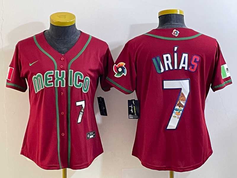 Women's Mexico Baseball #7 Julio Urias Number 2023 Red World Baseball Classic Stitched Jersey9,We sell and wholesale Women's Mexico Baseball #7 Julio Urias Number 2023 Red World Baseball Classic Stitched Jersey9 on line form chian!