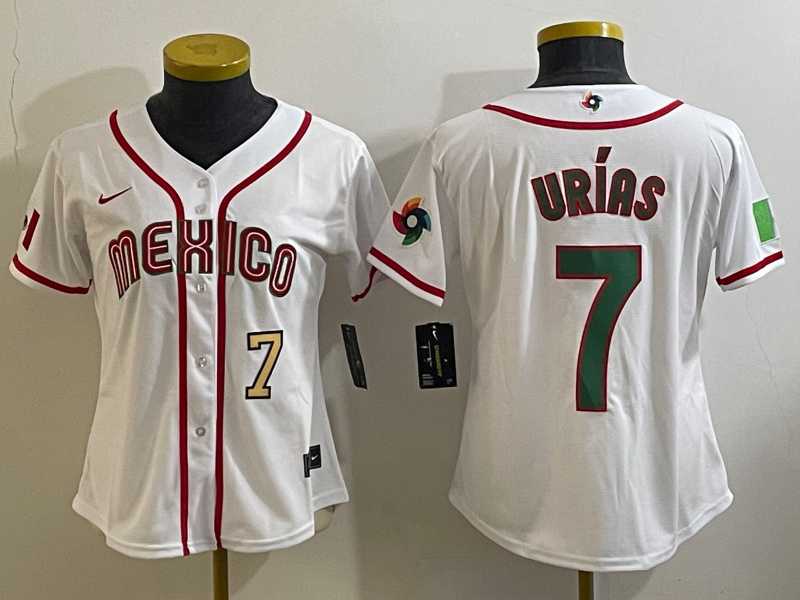 Women's Mexico Baseball #7 Julio Urias Number 2023 White World Classic Stitched Jersey3,We sell and wholesale Women's Mexico Baseball #7 Julio Urias Number 2023 White World Classic Stitched Jersey3 on line form chian!