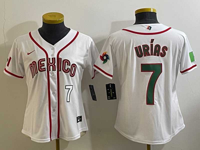 Women's Mexico Baseball #7 Julio Urias Number 2023 White World Classic Stitched Jersey6,We sell and wholesale Women's Mexico Baseball #7 Julio Urias Number 2023 White World Classic Stitched Jersey6 on line form chian!