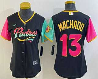 Women's San Diego Padres #13 Manny Machado Black 2022 City Connect Cool Base Stitched Jersey,We sell and wholesale Women's San Diego Padres #13 Manny Machado Black 2022 City Connect Cool Base Stitched Jersey on line form chian!