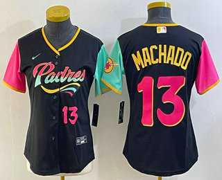 Women's San Diego Padres #13 Manny Machado Black Number 2022 City Connect Cool Base Stitched Jersey,We sell and wholesale Women's San Diego Padres #13 Manny Machado Black Number 2022 City Connect Cool Base Stitched Jersey on line form chian!